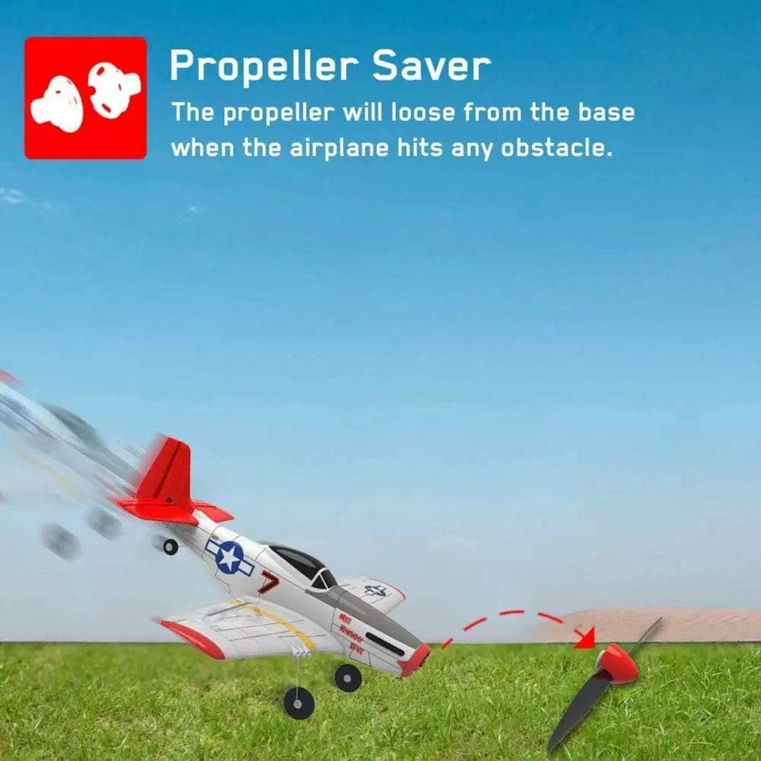 P51D 400 mm Wingspan Glider, 2.4G 4CH RC Aeroplane Fixed Wing Plane with Xpilot Gyroscope System for Beginners - RTF