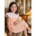 thumbnail image 5 of Svuitmsl Toddler Baby Girl Halloween Dress Outfit Little Baby Girl Summer Fall Gingham Palid Dress Cute Pumpkin Embroidery Lace Flying Sleeve A-Line Dress, 5 of 9