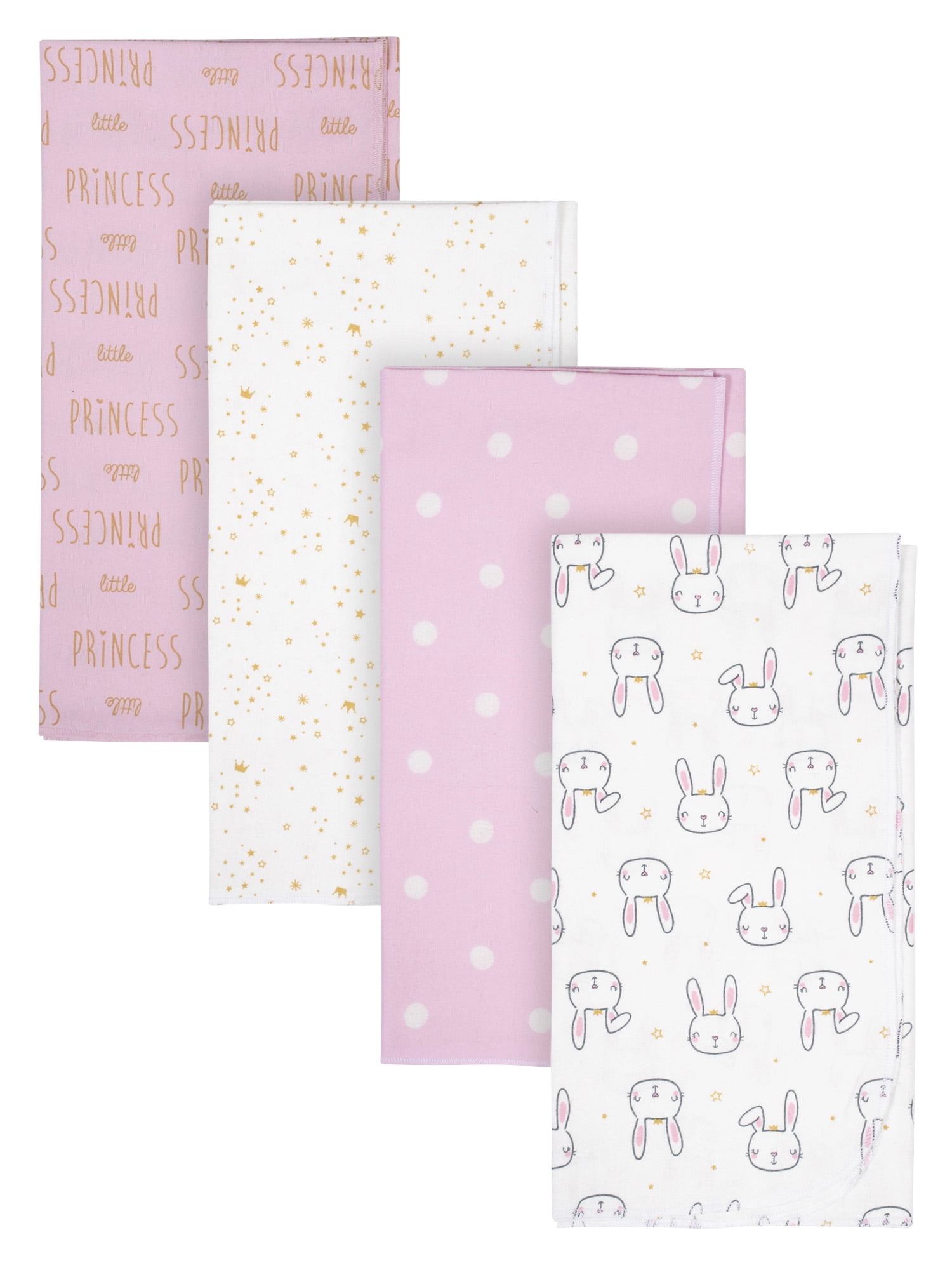 Gerber Baby Girl Flannel Receiving Blankets, 4Pack