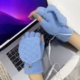 thumbnail image 3 of Ruanlalo Gloves,1 Pair USB Electric Gloves Double-sided Quick Heating Flip Half Finger Stretchy Cold Resistant Safe Autumn Winter Women Men Heated Writing Mittens for Indoor Outdoor, 3 of 6