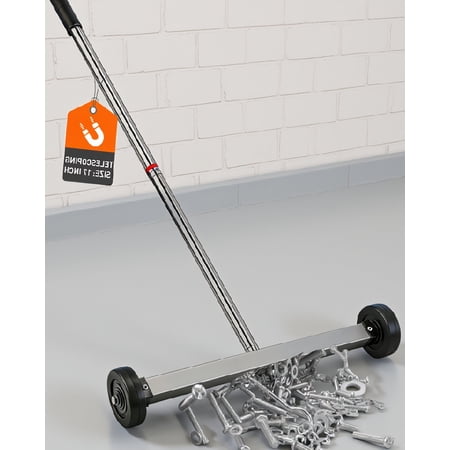 1-Pack 17-Inch Rolling Magnetic Sweeper with Adjustable Handle and Wheels Heavy-Duty and Screw Pickup 8.8 lb Capacity