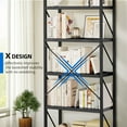 thumbnail image 4 of Dextrus 5-Tier Bookshelf, Ladder Bookcase, Industrial Freestanding Book Shelf Modern Open Display Storage Organizer Book Shelves for Bedroom, Living Room and Home Office, Black, 4 of 6