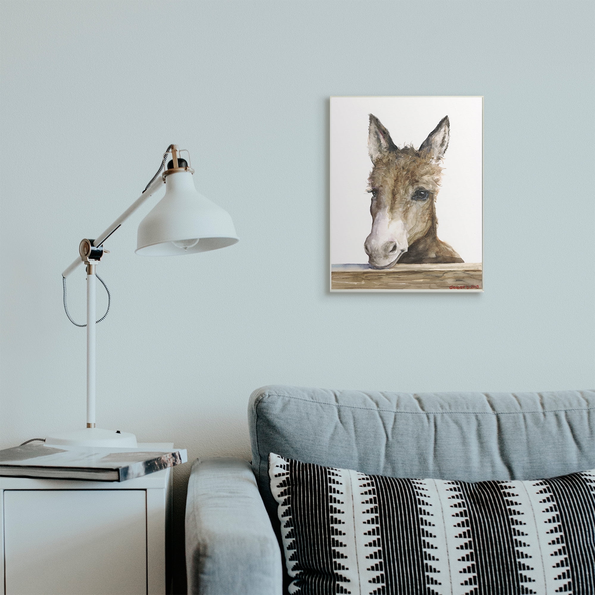 Stupell Industries Baby Donkey Portrait Adorable Farm Animal Wall Plaque, 13 x 19, Design by George Dyachenko