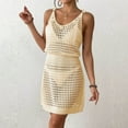 thumbnail image 5 of zaveiop Summer Crochet Hollow out Knit Beach Bathing Suit Swim Cover ups Cruise Outfits Vacation Dresses for Women 2026 (Beige, S), 5 of 7
