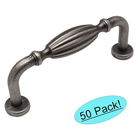 Country Cabinet Pulls - Cosmas 7119WN Weathered Nickel Country Style Cabinet Hardware Ribbed Handle Pull - 3