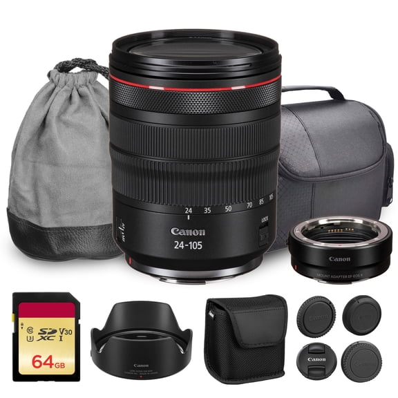 Canon RF 24–105mm F/4L IS USM L-Series Zoom Lens Bundle with EF-EOS R Adapter (2963C002)