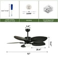 thumbnail image 4 of Uforic 52" Tropical Ceiling Fans with LED Light and Remote,Alexa,3 Ways Control,5 Palm Leaf blades Black Ceiling Fan, 4 of 9