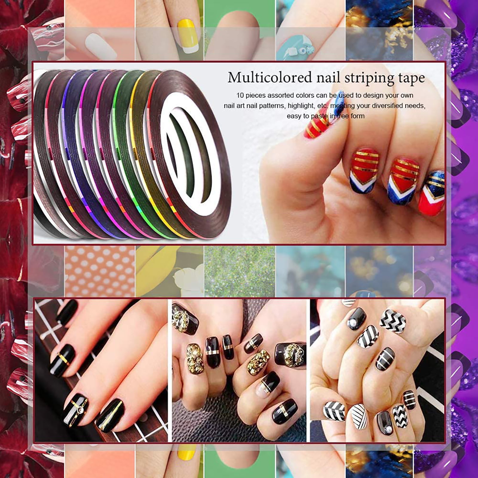 Buy Looks United 30 X Random Color Nail Art Striping Rolls Tape Nail  Sticker Nail Tip Decoration (Pack Of 30) Online at Best Prices in India -  JioMart.