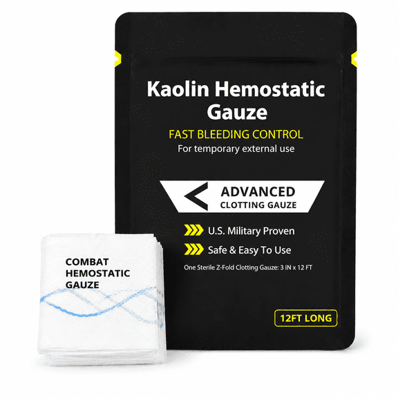 Advanced Quick Clotting Combat Gauze - Hemostatic Wound Packing for Stop The Bleed Kits, Flexible Medical Gauze for Survival Supplies, Trauma First Aid (3"x12.5')