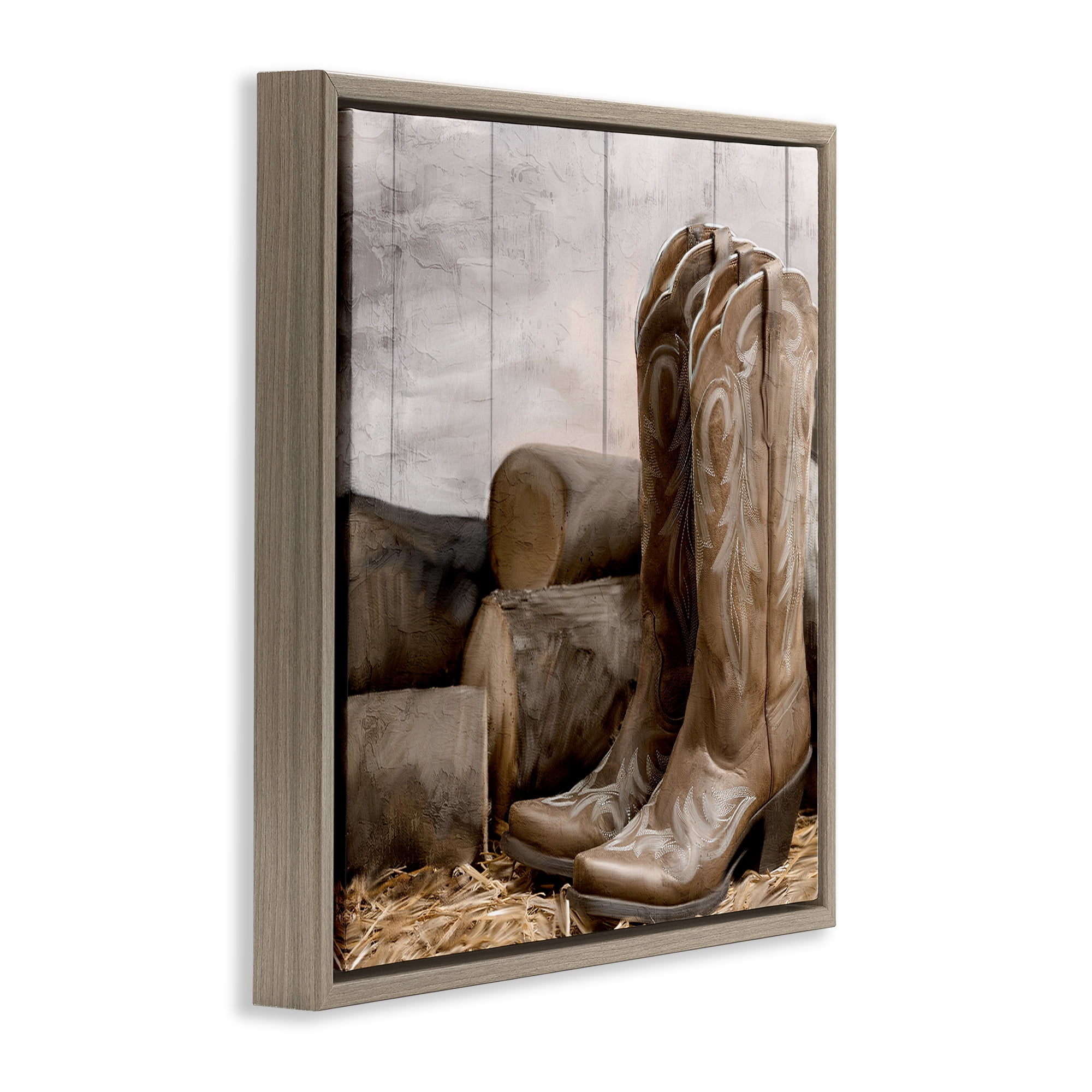 Stupell Industries Kick Off Your Boots Brown Framed Floater Canvas Wall Art, design by Kim Allen