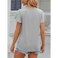 thumbnail image 6 of Avamo Summer Tops Ladies Pleated Tunic Blouse Basic Tee Women Loose Ruffled Short Sleeve T-shirt Grey 2XL, 6 of 9