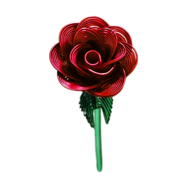 Flor artificial de metal rosa para cumpleaños, arreglo floral que no se marchita, regalo de flores Rojo