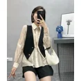 thumbnail image 2 of Camisa de manga larga con ilusión para mujer de Vestpolo, dos piezas, con bloques de color, ropa elegante para ir al trabajo, 2 of 4