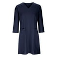 thumbnail image 3 of Moxiu Women's Linen Dresses Dressy,Womens Spring And Summer V-Neck Solid Cotton And Linen Casual Pocket Short Sleeved Dress, 3 of 7