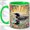 Green, variant on Loon Lake Reflection Coffee Mug, Common Loon Mug, Morning Tea Cup for Home, Black Waterbird with Ripple Waves and Floral Border, Retro Lakeside Art, Birdwatching Wildlife Lover