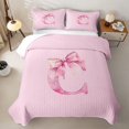 thumbnail image 2 of Manfei Pink Watercolor Bow Letter C Twin Quilt Set for Girls, Cute Initial Twin Coverlet Set, 2 of 7