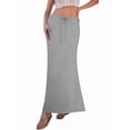 thumbnail image 2 of Linen Flared Maxi Skirt with Back Slit - Elastic Waist Drawstring Long Flowy Ankle-Length Skirt Light Gray S, 2 of 9