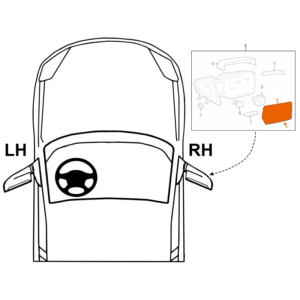 PIT66 Right Side Mirror Glass Fit for 11-14 Ford F150, with Turn Signal Non-Heated BL3Z17K707A