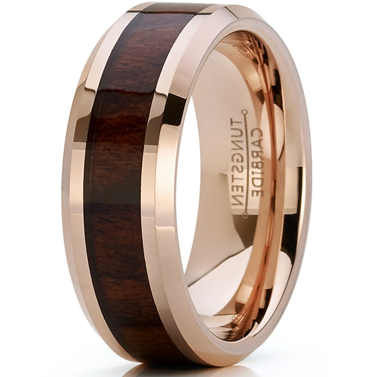 Men's Rose Tone Tungsten Carbide Wedding Band Engagement Ring, Real Wo –  Metal Masters Co.