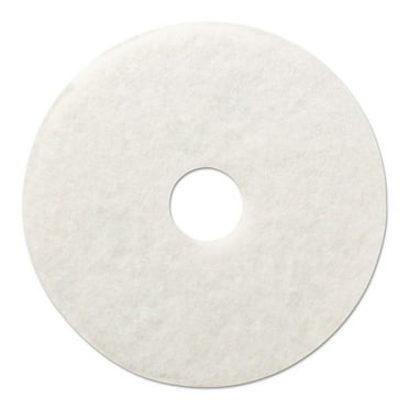 Polishing Floor Pads, 12" Diameter, White, 5/Carton