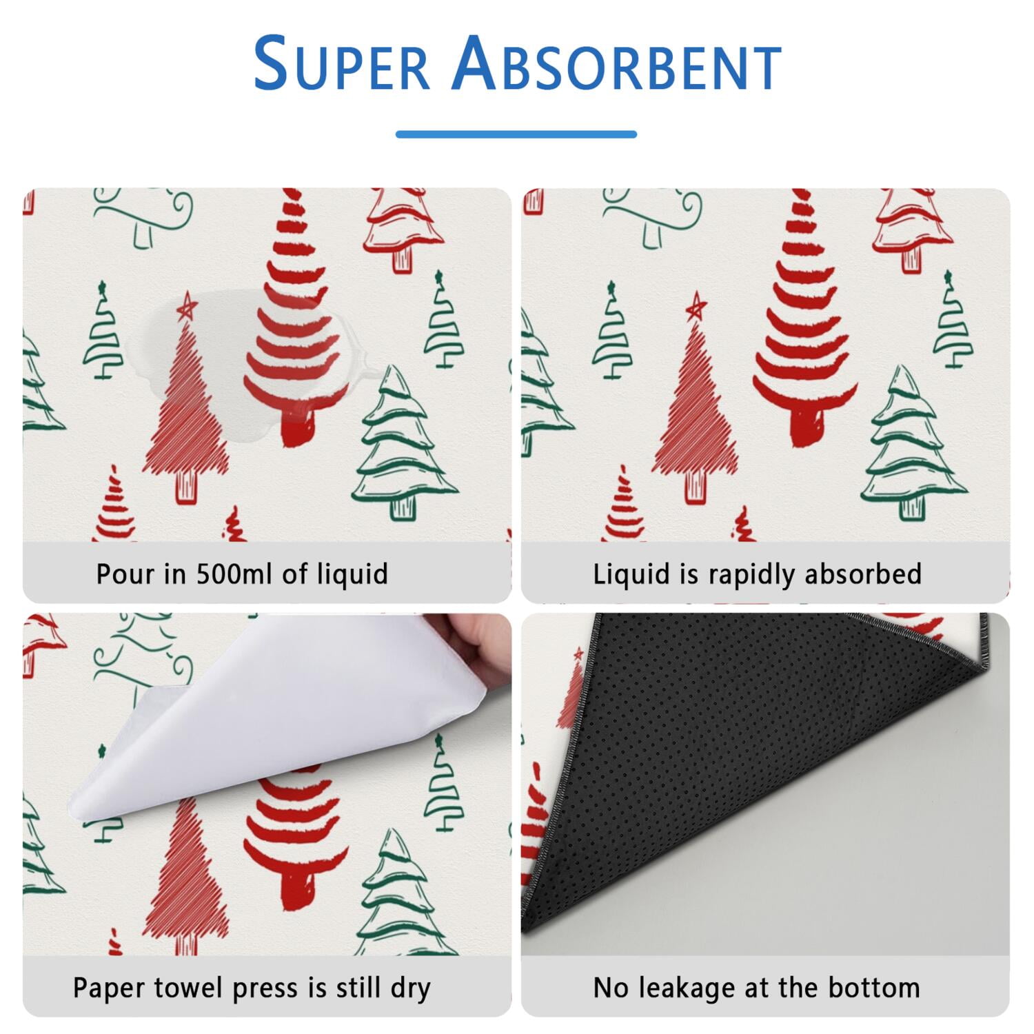 Christmas Red and Green Washable Dog Pads 48"x48" 2-Pack, Super Absorbent Reusable Puppy Pee Mats with Holiday Themes for Large Area Management
