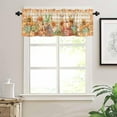 thumbnail image 3 of Orange Fall Pumpkin Kitchen Curtain Valances for Windows Farmhouse Short Curtains, Thanksgiving Sunflowers Leaves Check Rod Pocket Valance Curtain for Bedroom Cafe Living Room 54"x18", 3 of 6