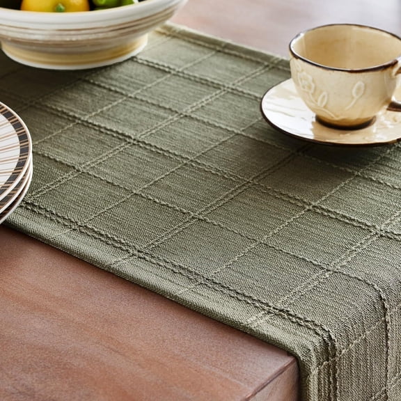 suxuMhao Table Runner, Green Plaid Dining Table Runner, Thickened Fabric Runners for Tables, Decorative Table Linen, 11.8×47.2 Inch, 1 Piece Table Cover for Kitchen & Dining Room Decoration