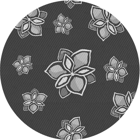 Ahgly Company Indoor Round Patterned Charcoal Black Novelty Area Rugs, 7' Round
