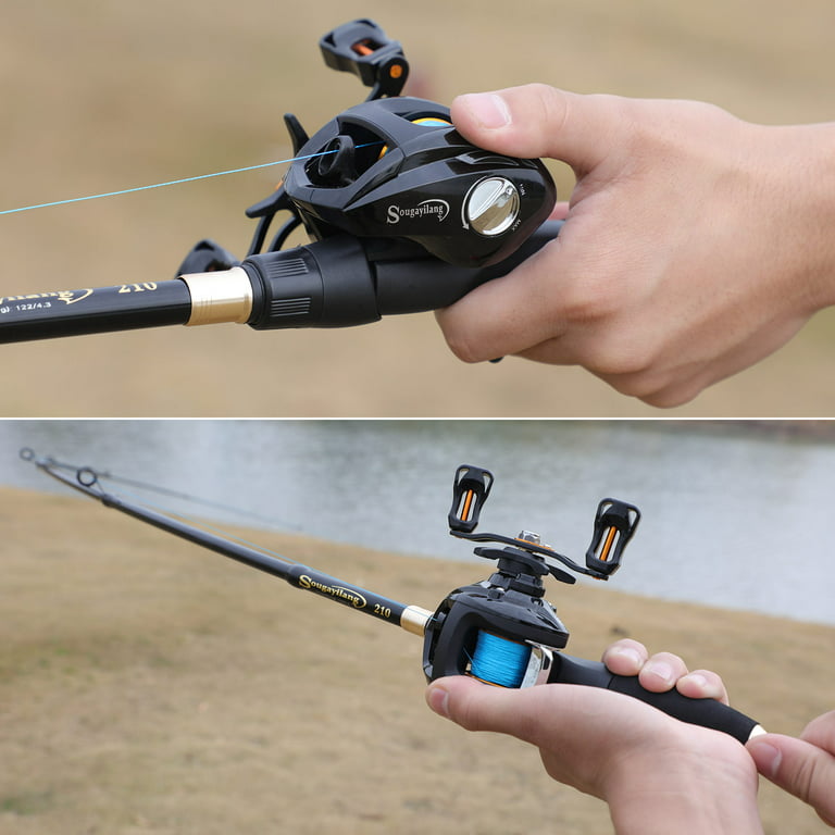 Sougayilang Baitcast Combo Telescopic Rod and 12＋1BB Baitcasting Reel for  Travel Carp Bass Trout Fishing