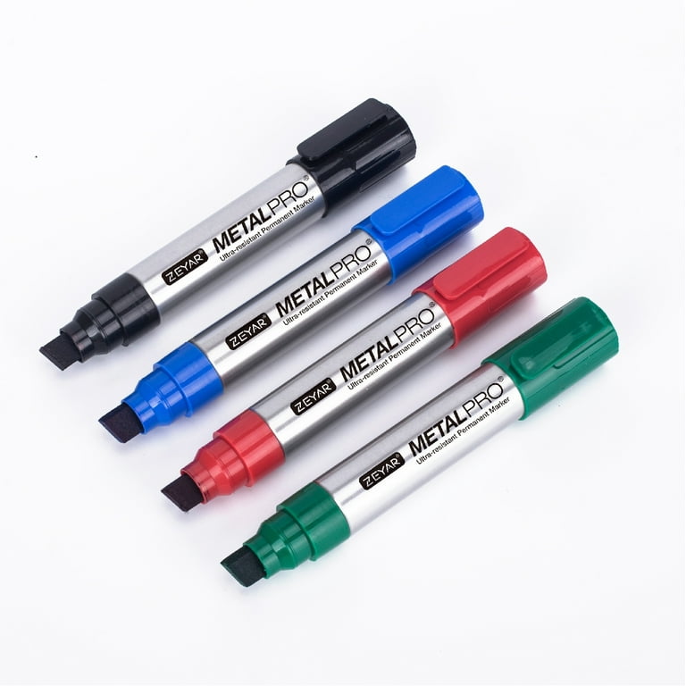 ZEYAR Permanent Markers, JUMBO Size, Set of 4, Waterproof & Smear Proof  Markers, Quick Drying, Great on Plastic,Stone,Wood,Metal and Glass for  Doodling and Graffiti Art (Black, Blue, Red, Green) 