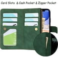 thumbnail image 3 of Wallet Case Compatible with iPhone 11 Detachable 2 in 1 Magnetic Zipper Case,[6 Card Slots] [Wrist Strap] [Stand Feature] Luxury Leather Slim Cover Case for iPhone 11,6.1 inch Green, 3 of 14