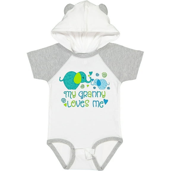 Inktastic My Granny Loves Me Cute Elephants Boys or Girls Baby Bodysuit