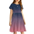 thumbnail image 4 of Kids Floral Maxi Dress Girls Dresses Short Sleeve Gradient Skater Casual Sundress T-Shirt Midi Dress Baby Girl Dress Purple 5Y, 4 of 7
