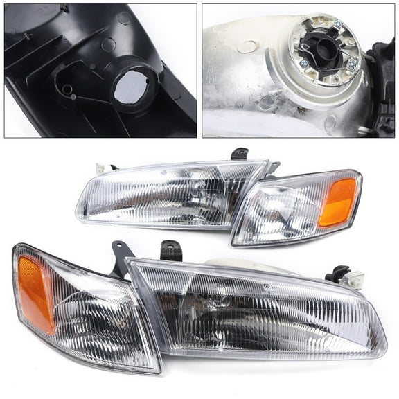 Left Right Headlights Headlamps w/ Corner Lights Set For 1997-1999 Toyota Camry
