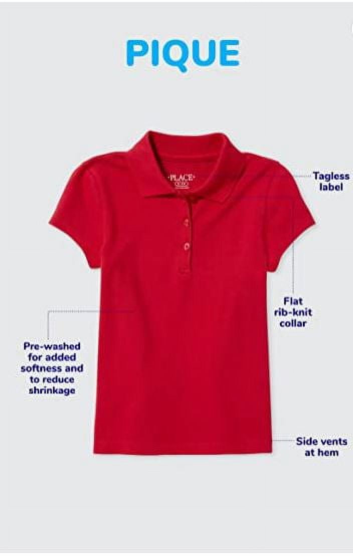 The Children's Place Girls Uniform Short Sleeve Pique Polo, Sizes XS-XXL