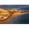 thumbnail image 2 of Bibikow, Walter 14x11 Gold Ornate Wood Framed with Double Matting Museum Art Print Titled - Canary Islands-Fuerteventura Island-Morro Jable-high angle view of Playa de la Cebada beach-sunset, 2 of 4