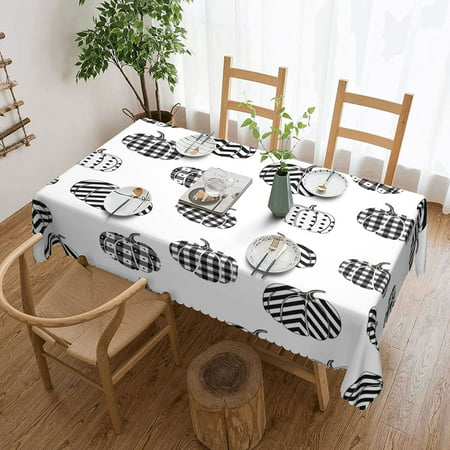 

Rectangle Tablecloth Pumpkin Polyester Table Cloth Farmhouse Waterproof Washable Table Cover for Party Home Outdoor Indoor Holiday Weddings （Black White 54x72 Inches）