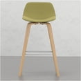 thumbnail image 2 of JERFIT Mid-Century Modern Bar Stools Set of 2, Acid Green Upholstered Counter Height Stools with Back, Bentwood Legs & Chrome Footrest, 2 of 7