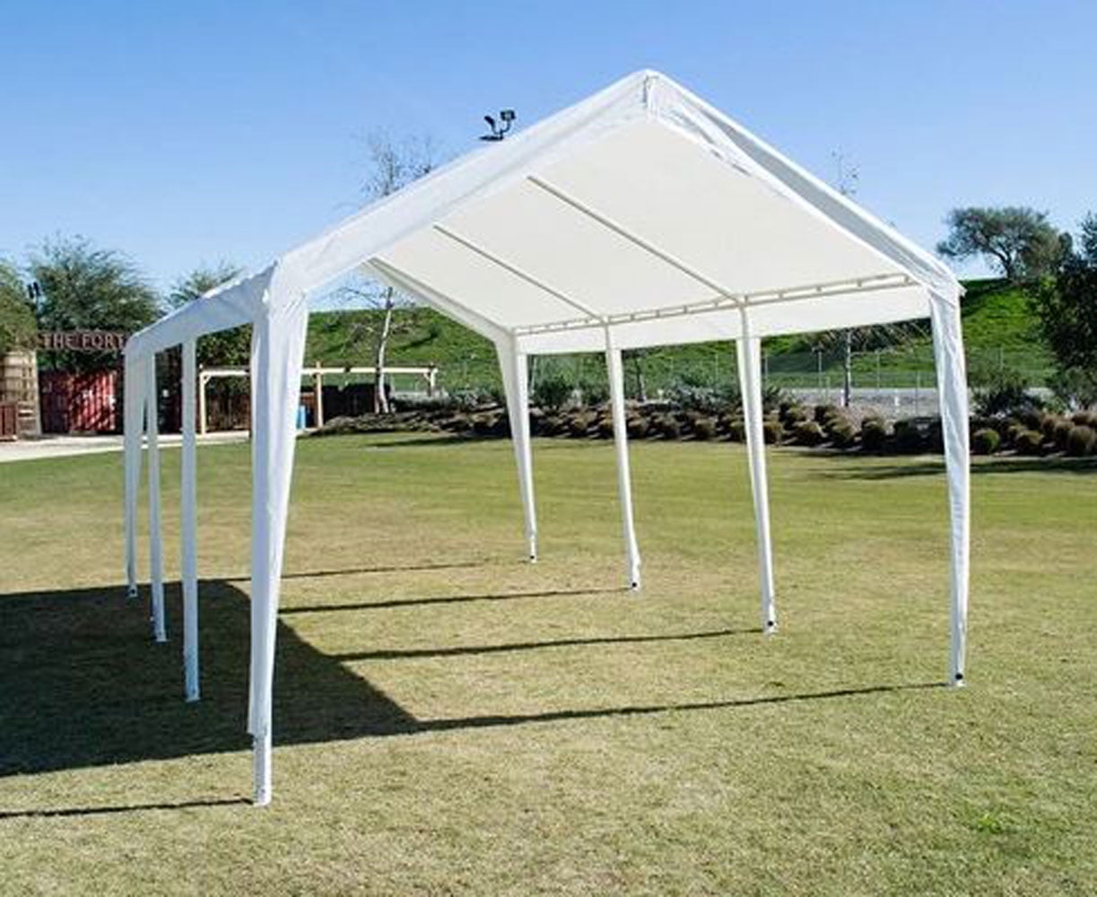 10x20 (8) Leg Portable Carport Outdoor Party Sun Shade Shelter - WHITE - 1 1/2" Frame