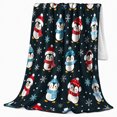 thumbnail image 2 of Playful Penguin Winter Friends, Festive Holiday Scene, Warm Flannel Blanket for Living Room and Reading Nook with Detailed Artwork, Art Lovers Friendship Gift, Festive Home Decor, 2 of 9