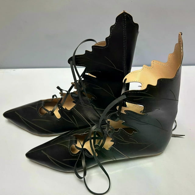 Medieval Gothic Retro Elf Witch Leaves Lace Up Shoes For Women Men Cosplay Costume Carnival Party Knight Boots Accessories