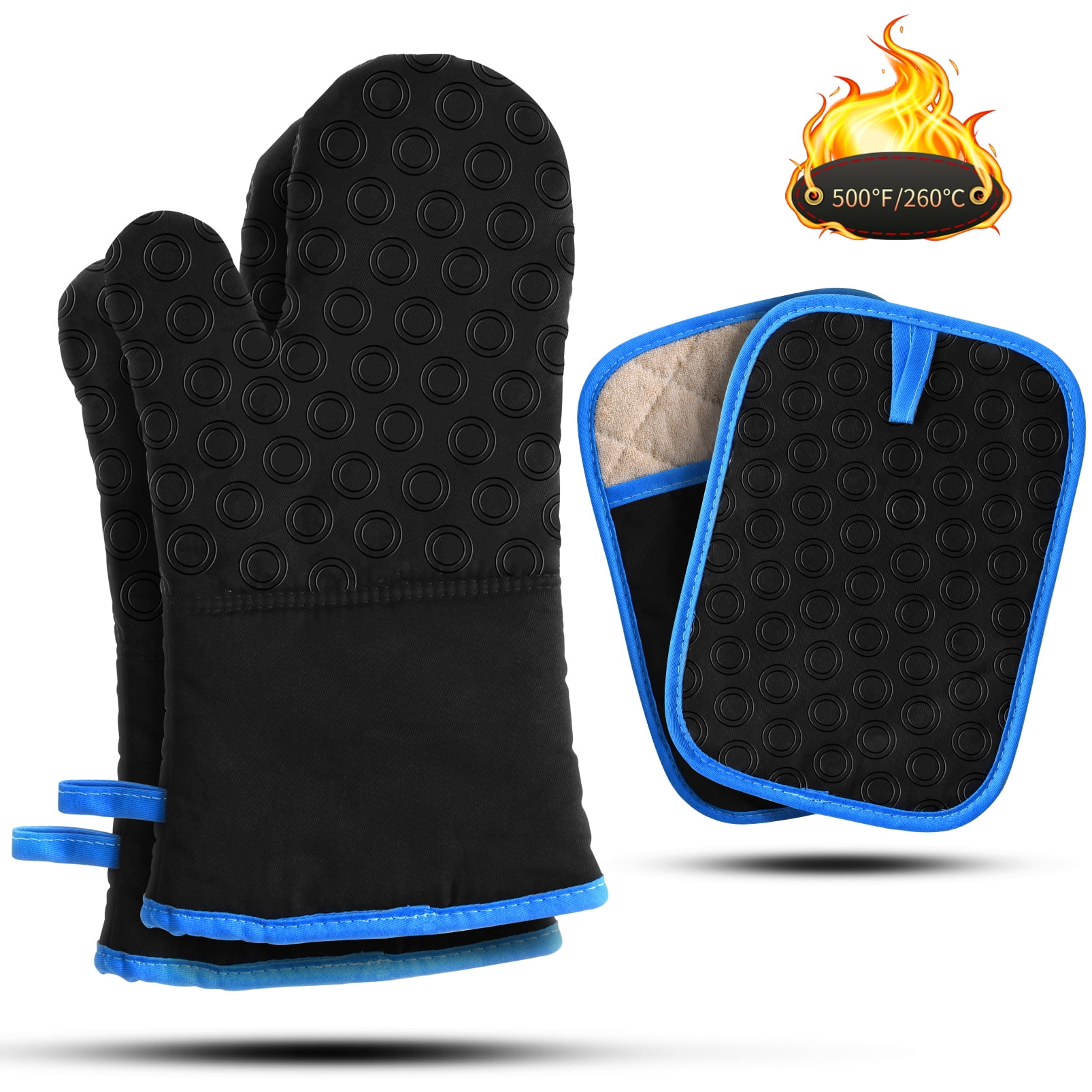 Oven Mitt Glove Kitchen Heat Resistant Pot Holder Mit Protector Pair BBQ Mitten 