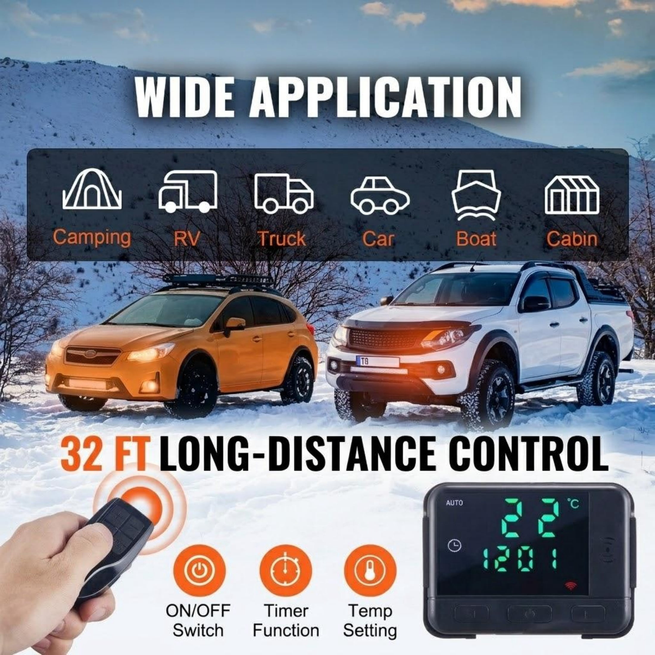 5KW All-in-One Diesel Air Heater, 12V Portable Parking Heater with Remote & LCD, 5L Fuel Tank, Rapid Heating for RV, Trailer, Camper, Boat