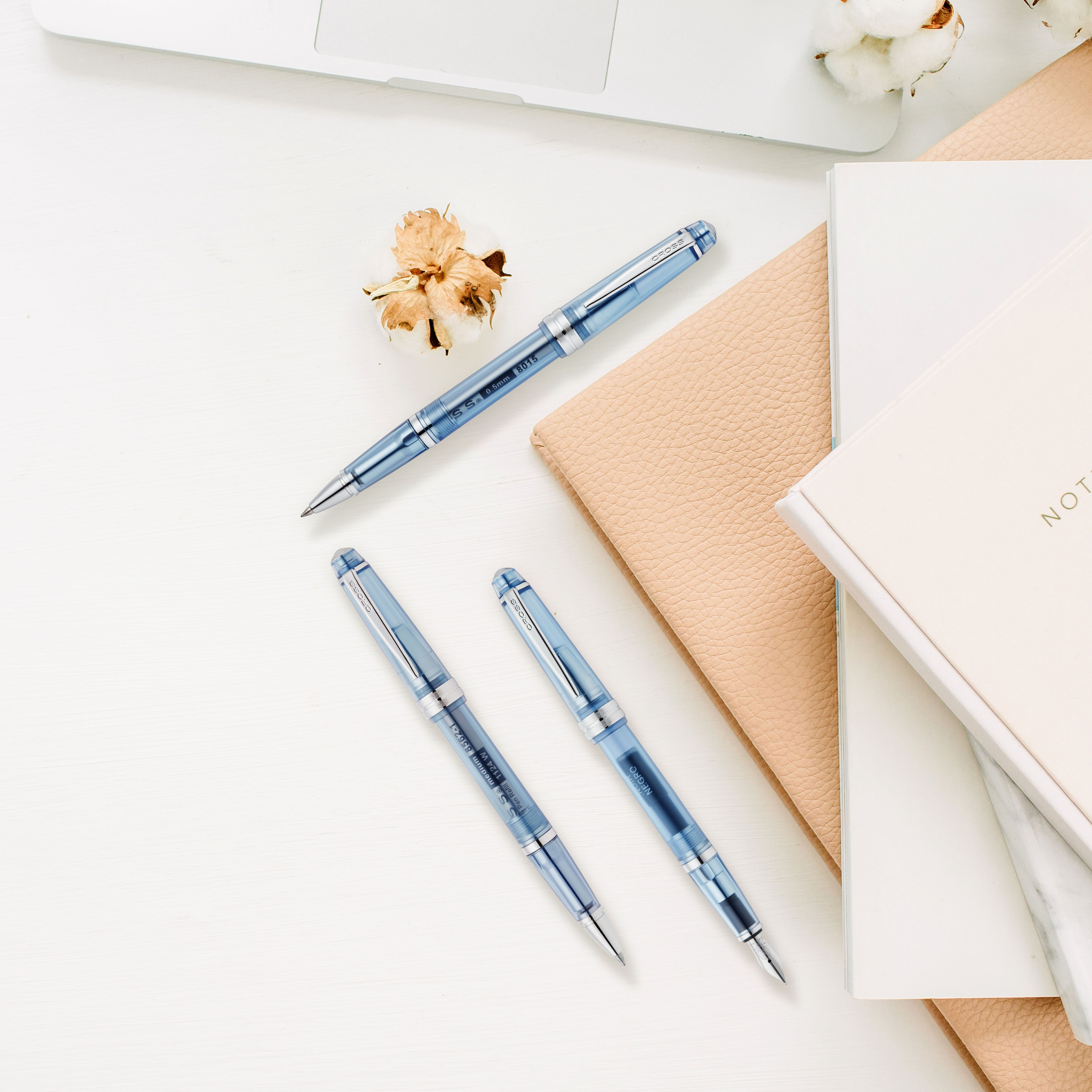 Cross Bailey Light Translucent Navy-Blue Resin with Bright Chrome Internal Mechanism and Chrome-plated Appointments Rollerball Pen