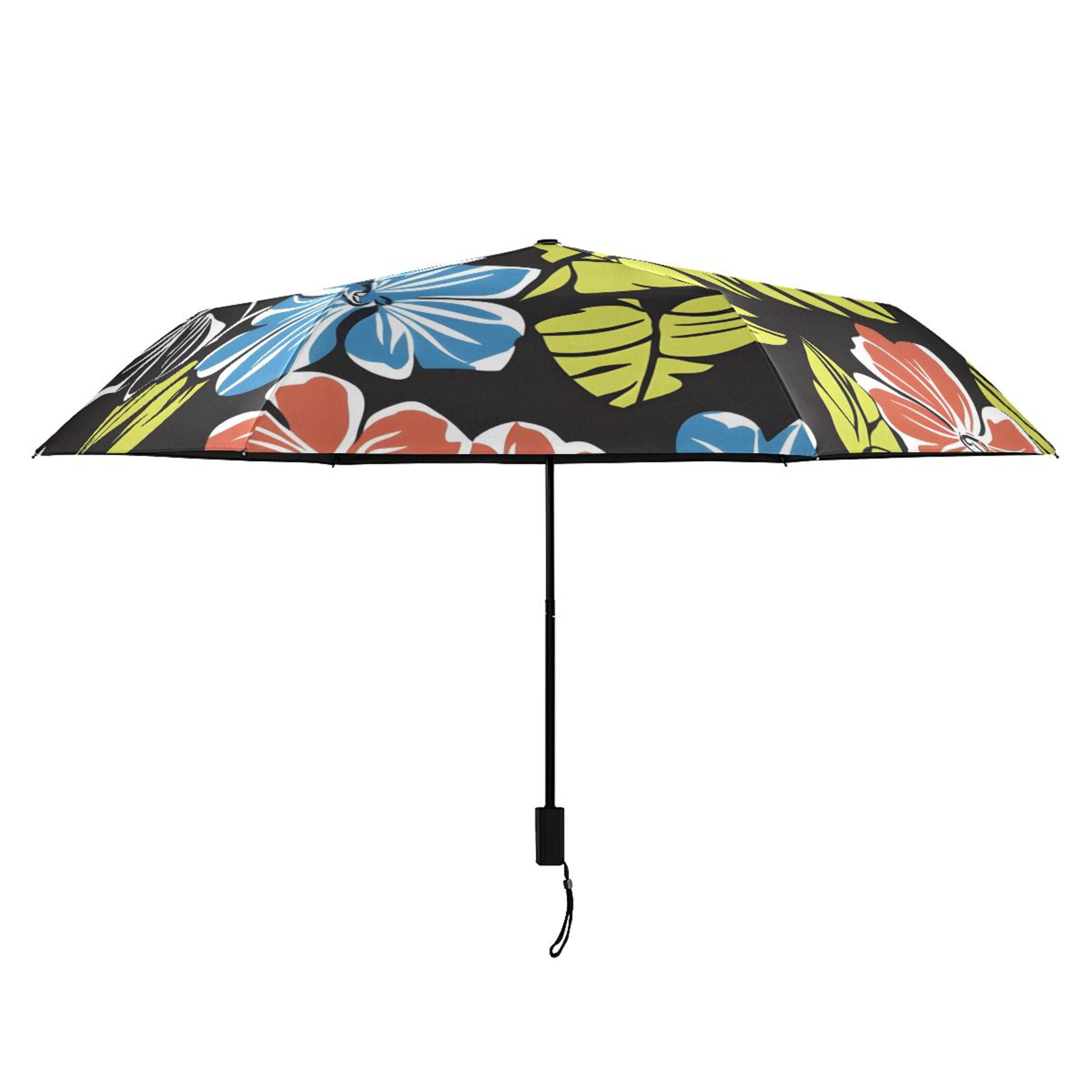 ALAZA Elegant Tropical Flower-t7 UPF 50+ Compact Folding Umbrella for Rain Travel Umbrella Packable
