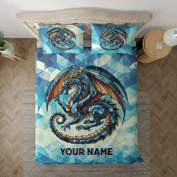 Lotusprinthandmade Personalized Cute Dragon Bedding Set (Made in Vietnam) (60x80), Fantasy Dragon Bedding
