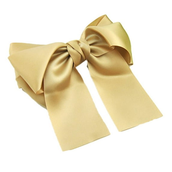 Grofry Women Fashion Korean Hair Clip Satin Ribbon Bowknot Barrette Ponytail Holder