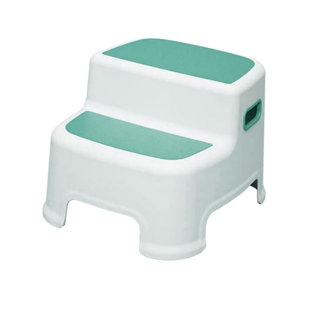 Double up Toddlers Step Stool Step Stool Stable Multifunctional Wide Step Two Step Stool for Kids, Toilet Stool for Bedroom, lake green