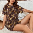 thumbnail image 6 of Kdxio Sunflowers with Skull and Hand Print Pajamas Sets for Women Short-Sleeved Pjs with Lounge Shorts Two Piece Sleepwear S-4XL, 6 of 8