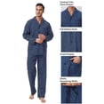 thumbnail image 2 of Apparonia Conjunto de Pijamas para Hombre de Algodón con Cuello con Muesca Pijamas para Hombre de Manga Larga Ropa de Dormir para Hombre con Bolsillos y Frente Fly Rayas Azules Delgadas L, 2 of 7